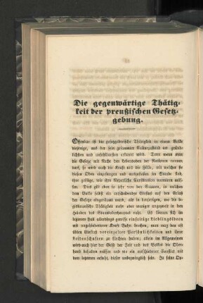 Die gegenwärtige Thätigkeit der preußischen Gesetzgebung.