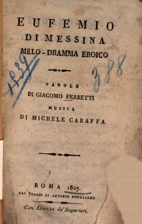Eufemio di Messina : Melo-dramma eroico