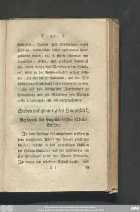 Sieben und zwanzigstes Hauptstück. Verdienste der Engelländischen schönen Geister.