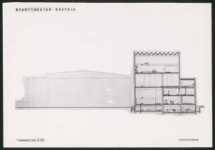 Stadttheater, Krefeld: Längsschnitt G-H, 2. Entwurf