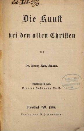 Die Kunst bei den alten Christen