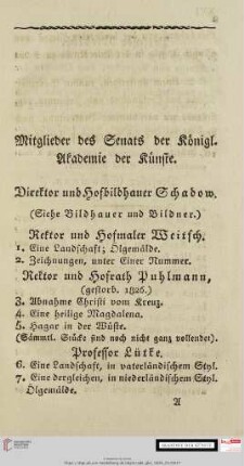 Mitglieder des Senats der Königl. Akademie der Künste