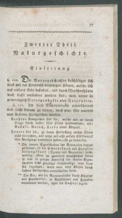 Zweyter Theil. Naturgeschichte.