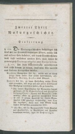 Zweyter Theil. Naturgeschichte.