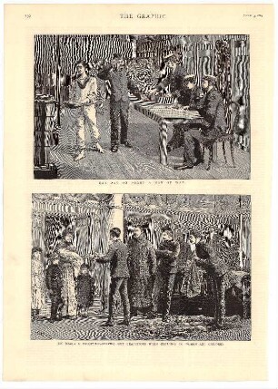 On Board of a Troopship: Pay Day on Board a Man of War.- On Board a Troopship - Serving out Gratuitous Warm Clothing to Women and Children