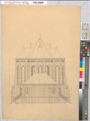 Hiltrup (Münster) Herz Jesu Missionshaus Kapelle Choransicht (1897) 1 : 50 74 x 50 Zeichnung Franz Wucherpfennig, Architekt Nachlaß Wucherpfennig