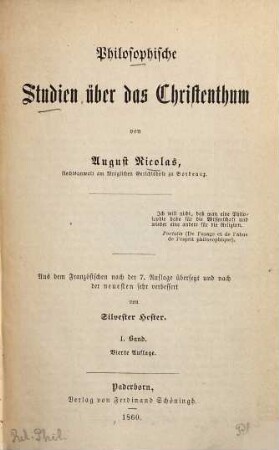 Philosophische Studien über das Christenthum, 1