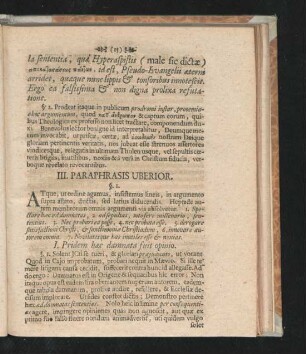 III. Paraphrasis Uberior.