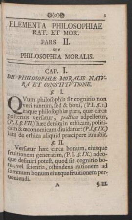 Cap. I. De Philosophia Moralis Natura Et Constitutione