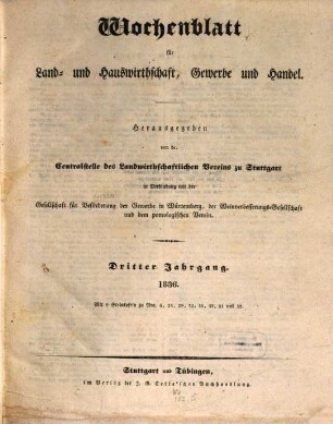Wochenblatt für Land- und Hauswirthschaft, Gewerbe und Handel. 3. 1836