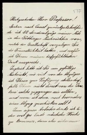 Nr. 6: Brief von Ernst Ritter an Felix Klein, Kassel, 1892 - 1895