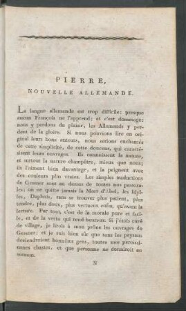 Pierre, Nouvelle Allemande