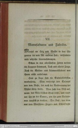 VII. Manufakturen und Fabriken