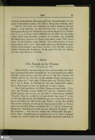 8. Kapitel. Die Kämpfe an der Somme : Juli 1916 bis Januar 1917