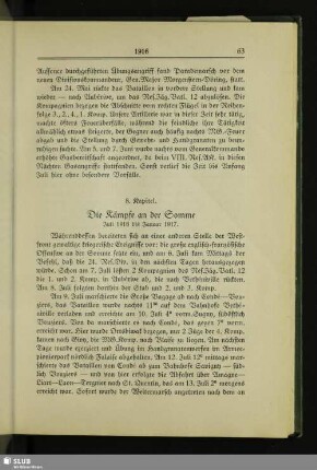 8. Kapitel. Die Kämpfe an der Somme : Juli 1916 bis Januar 1917