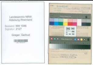 Entnazifizierung Gertrud Greger , geb. 13.12.1910 (Krankenpflegerin)