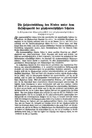 Die Fehlentwicklungen des Kindes unter dem Gesichtspunkt der psychoanalytischen Schulen