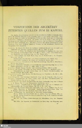 Verzeichnis Der Abgekürzt Zitierten Quellen Zum III. Kapitel