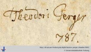 [Provenienz]: Perger, Theodor