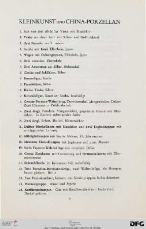 A. Kleinkunst und China-Porzellan (Nr. 1-115)