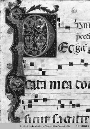 Antifonarium S aus San Domenico, Perugia : Initale P mit anthropomorpher Ornamentik