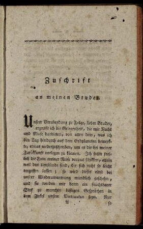 Zuschrift an meinen Bruder. - Opfertod.