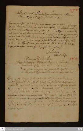 Vereinbarung zwischen Johann Matthias von der Schulenburg und Graf v. Nostitz.