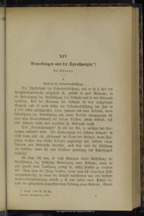 XIV. Bemerkungen aus der Spruchpraxis