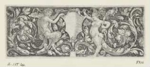 Ornament mit Wappenschild zwischen Faun und Sirene