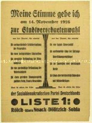 Aufruf der SPD zur Dresdener Stadtverordnetenwahl 1926