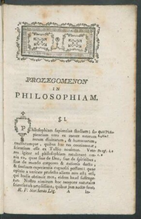 Prolegomenon In Philosophiam