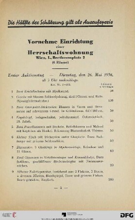 Erster Auktionstag: Dienstag, den 26. Mai 1936 (ab 3 Uhr nachmittags) (Nr. 1-200)