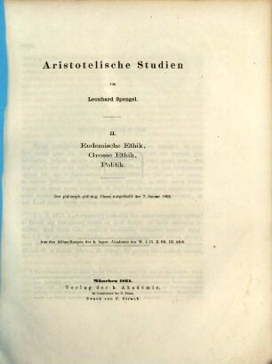 Aristotelische Studien, II