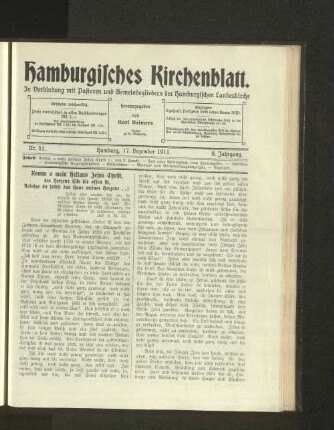 Nr. 51. Hamburg, 17. Dezember 1911. 8. Jahrgang.