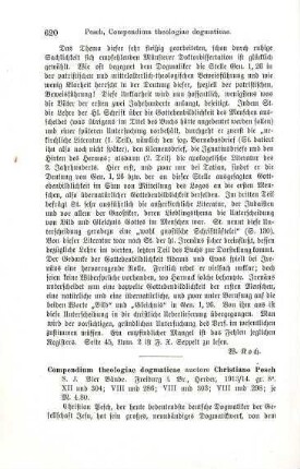 620-621 [Rezension] Pesch, Christian, Compendium theologiae dogmaticae