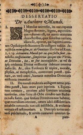 Dissertatio Philosophica De Authore Mundi