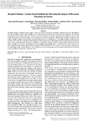 Beyond Citations: Corpus-based Methods for Detecting the Impact of Research Outcomes on Society