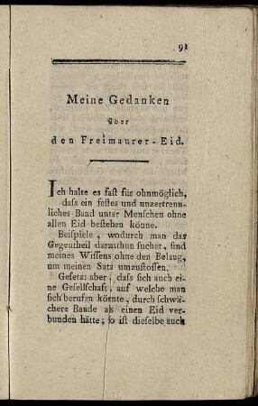 Meine Gedanken über den Freimaurer-Eid