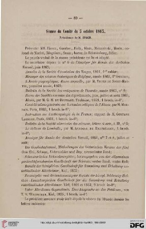 Séance du Comité du 5 octobre 1863