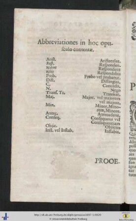 Abbreviationes in hoc opusculo contentae.