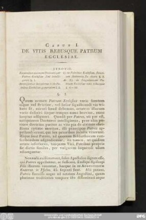 Caput I. De Vitis Rebusque Patrum Ecclesiae.