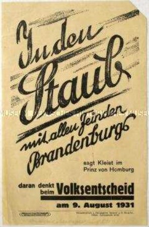 Aufruf zum Volksentscheid über die Auflösung des preußischen Landtags 1931