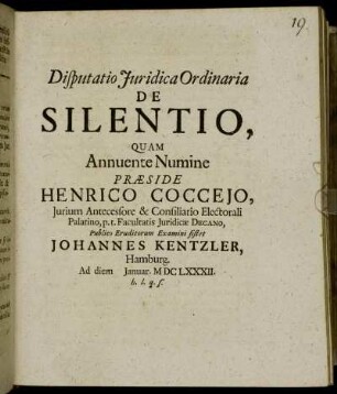 Disputatio Iuridica Ordinaria De Silentio
