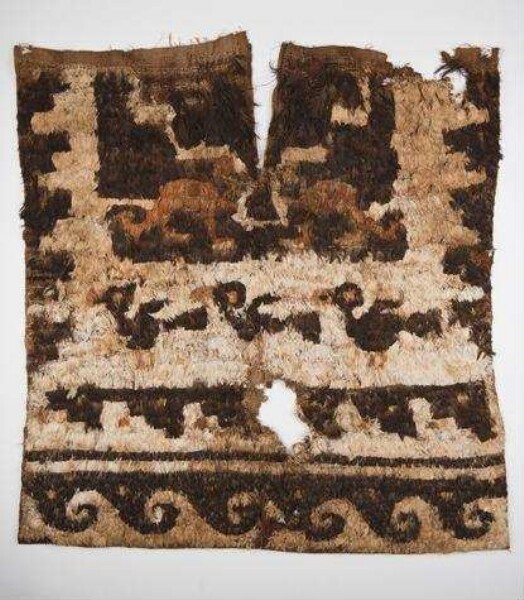 Fragment of a feather tunic, uncu; wave and bird motif