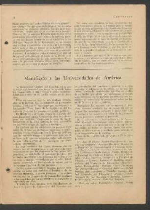 Manifiesto a las universidades de América