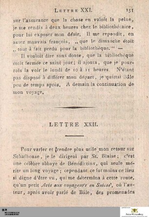 Lettre XXII