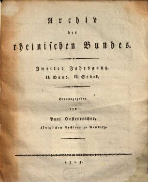 Archiv des Rheinischen Bundes. 2. 1808, 2. Band, 2. Stück