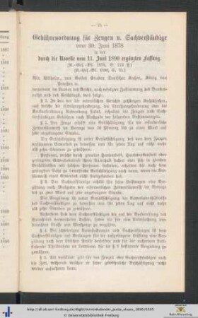 Gebührenordnung für Zeugen u. Sachverständige.