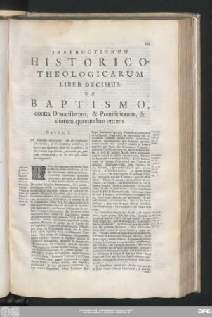 Liber Decimus, De Baptismo, contra Donatistarum, & Pontificiorum, & aliorum quorundam errores.