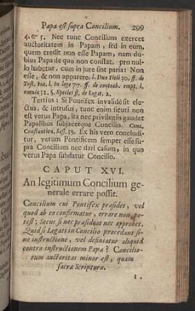 Caput XVI. An legitimum Concilium generale errare possit.